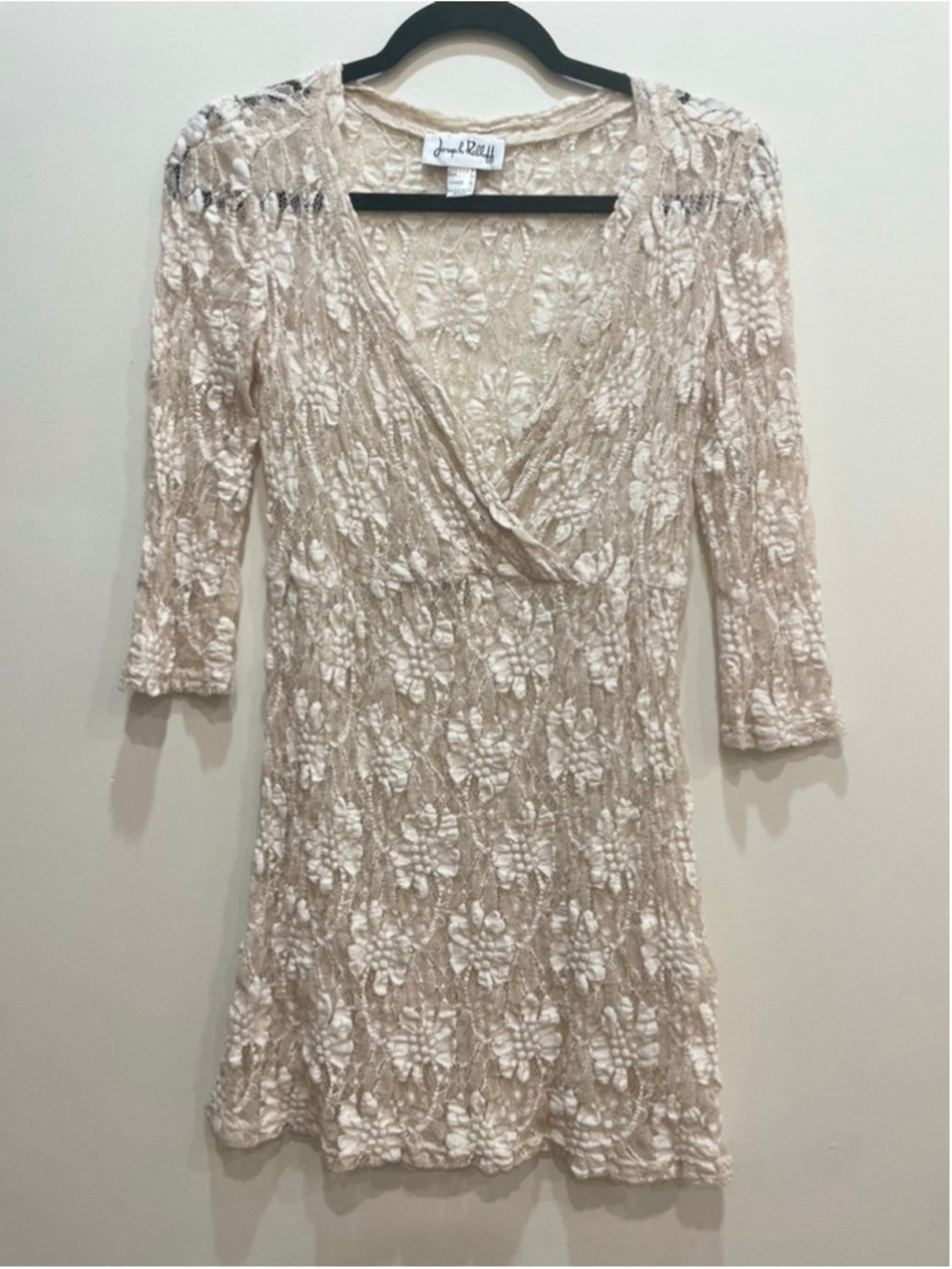 Joseph Ribkoff Floral Sheer Lace Babydoll Mini Dress S Romantic Fairy Coquette